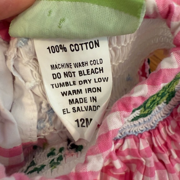 Classic Whimsy Sea Turtle Smocked Dress Pink Gingham Size 12M - Picture 6 of 11